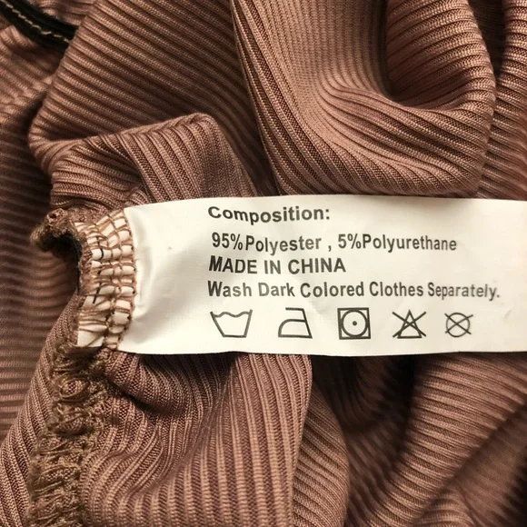 Ribbed V-Neck Waist Side Cutout Tie Ruched Slinky Bodycon Mini Dress Coffee S - Picture 14 of 15